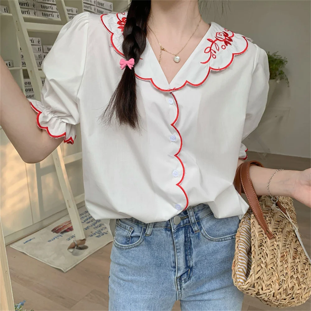 HziriP Short Sleeve Tops New OL 2022 Retro Peter Pan Collar Women Slim Puff Sleeve Sweet Summer Work Wear Fashion Lady Shirts
HziriP Short Sleeve Tops New OL 2022 Retro Peter Pan Collar Women Slim Puff Sleeve Sweet Summer Work Wear Fashion Lady Shirts