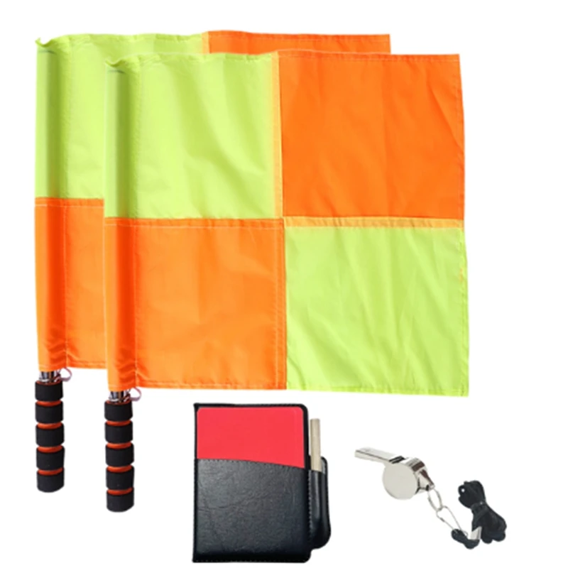Soccer Referee Flag Set Red Yellow Cards Referee Stainless Steel Whistles With Lanyard 
Soccer Referee Flag Set Red Yellow Cards Referee Stainless Steel Whistles With Lanyard