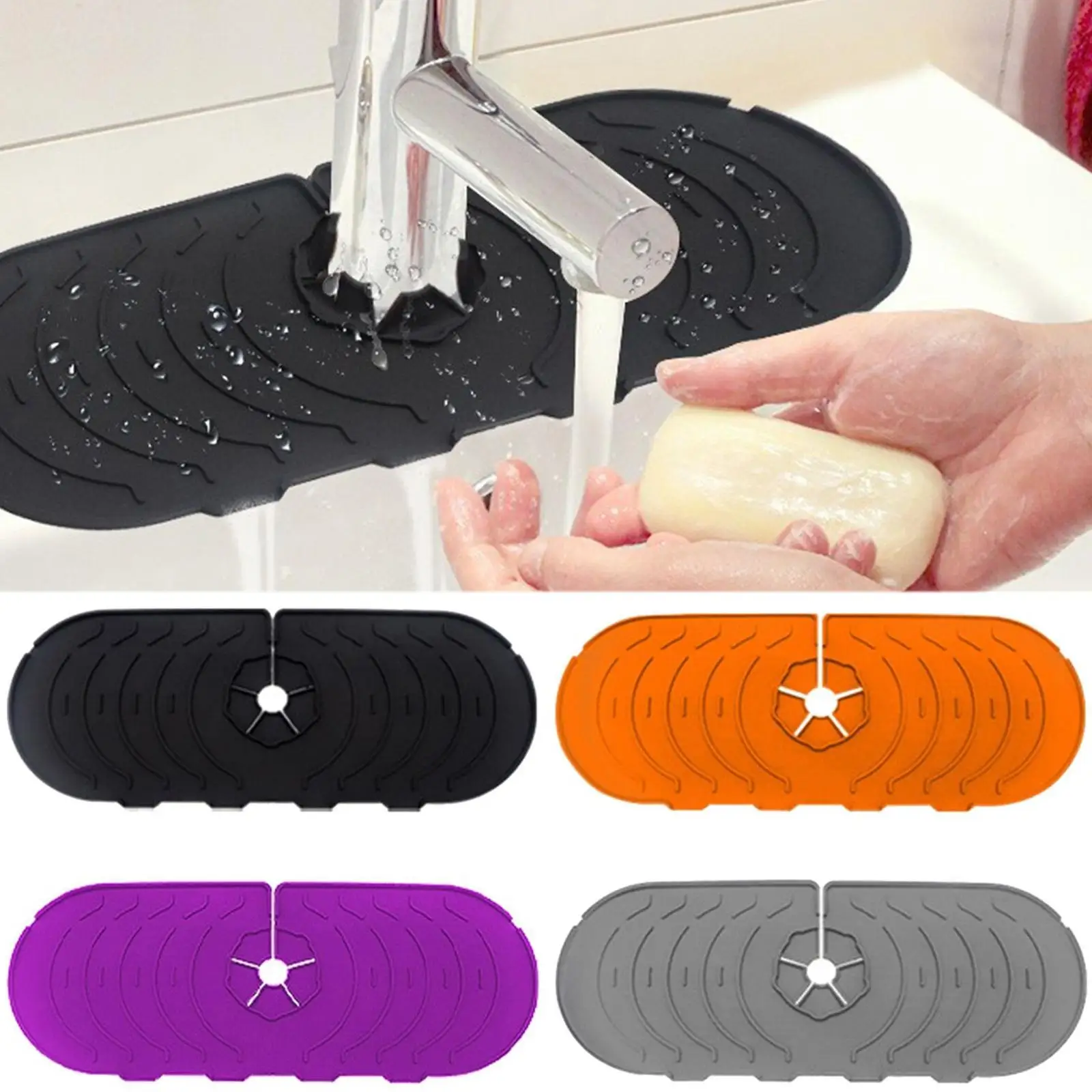 Kitchen Silicone Faucet Mat Sink Splash Pad Drain Pad Bathroom Countertop Protector Shampoo Soap Dispenser Quick Dry Tray
Kitchen Silicone Faucet Mat Sink Splash Pad Drain Pad Bathroom Countertop Protector Shampoo Soap Dispenser Quick Dry Tray