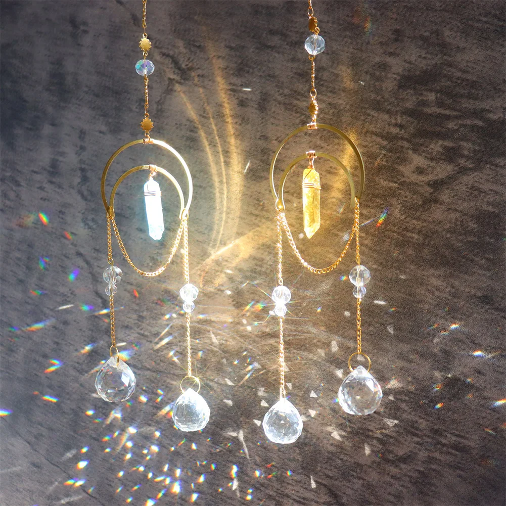 Crystal Light Collection Pendant Moon Metal Exquisite Rainbow Ornament Colored Natural Stone Creative Chic for Home Wall Bedroom
Crystal Light Collection Pendant Moon Metal Exquisite Rainbow Ornament Colored Natural Stone Creative Chic for Home Wall Bedroom