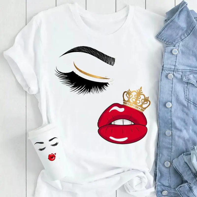 T-shirts Cartoon Women Casual 90s Fashion Eyelash Lashes Print Watercolor Lip Trend Vacation Graphic Tshirt Top Lady Wear Tee
T-shirts Cartoon Women Casual 90s Fashion Eyelash Lashes Print Watercolor Lip Trend Vacation Graphic Tshirt Top Lady Wear Tee
