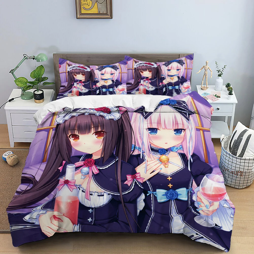 Cute Cartoon Girl Bedding Set 2/3pcs Full Queen King Size Anime Game Nekopara Quilt/Comforter Cover With Zipper Boys Bedclothes
Cute Cartoon Girl Bedding Set 2/3pcs Full Queen King Size Anime Game Nekopara Quilt/Comforter Cover With Zipper Boys Bedclothes