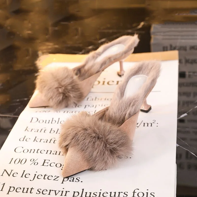 Fashion Woman Real Fur Slippers Outer Wear For Women 2022 Spring Autumn French Pointed High Heels Stiletto Single Shoes
Fashion Woman Real Fur Slippers Outer Wear For Women 2022 Spring Autumn French Pointed High Heels Stiletto Single Shoes