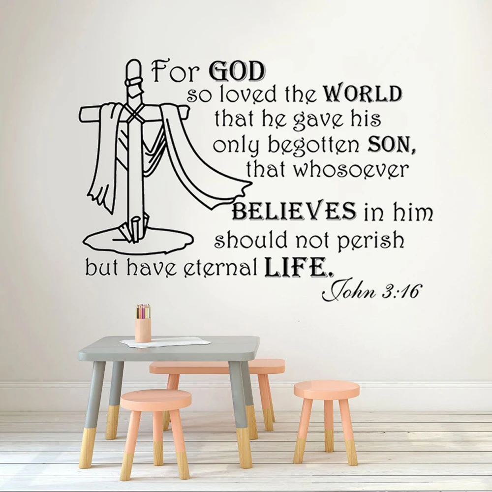 Wall Decals For God So Loved The World Quotes Stickers Removable Vinyl John 3:16 Livingroom Decoration Murals Poster DW13595
Wall Decals For God So Loved The World Quotes Stickers Removable Vinyl John 3:16 Livingroom Decoration Murals Poster DW13595