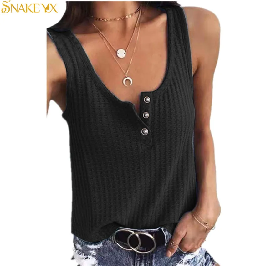 SNAKE YX 2022 Summer Women's Casual Solid Color Vest Snap Button U-Neck Sleeveless T-Shirt Top
SNAKE YX 2022 Summer Women's Casual Solid Color Vest Snap Button U-Neck Sleeveless T-Shirt Top
