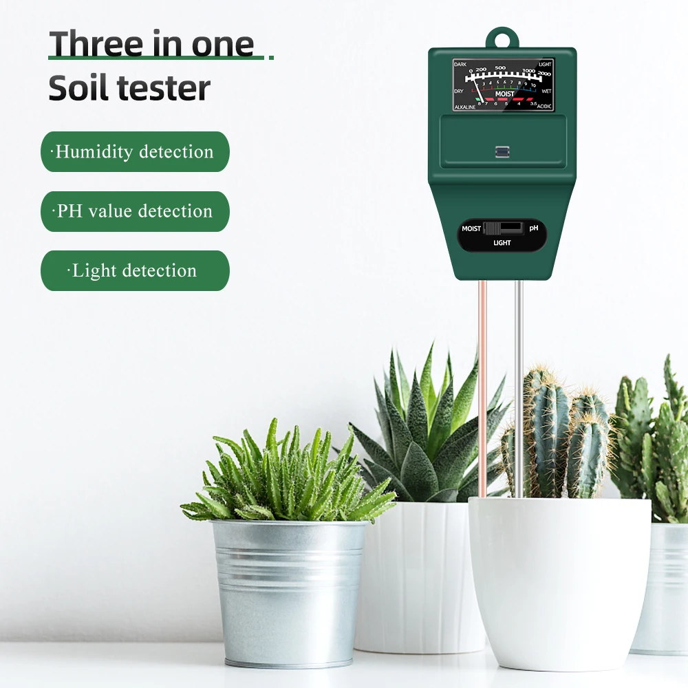 Soil Tester 3 in 1 Soil Light Moisture PH Meter Acidity Humidity Flowers Tester Temp Acidity Measure Tool
Soil Tester 3 in 1 Soil Light Moisture PH Meter Acidity Humidity Flowers Tester Temp Acidity Measure Tool