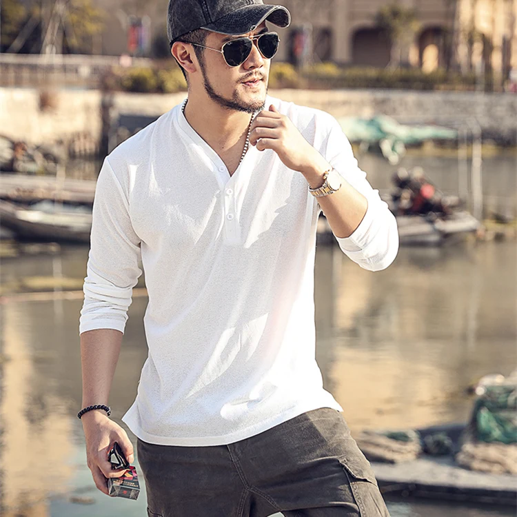 Postal summer wear thin cool long sleeve Henry T-shirt V-neck cardigan long sleeve t-shirt men's Henry collar T-shirt t5068
Postal summer wear thin cool long sleeve Henry T-shirt V-neck cardigan long sleeve t-shirt men's Henry collar T-shirt t5068