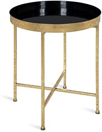 Metal Foldable Round Accent Table, 18.25" x 18.25" x 22", Glass Surface and Gold Frame, Modern Minimalist Design and Pvc and aci
Metal Foldable Round Accent Table, 18.25" x 18.25" x 22", Glass Surface and Gold Frame, Modern Minimalist Design and Pvc and aci