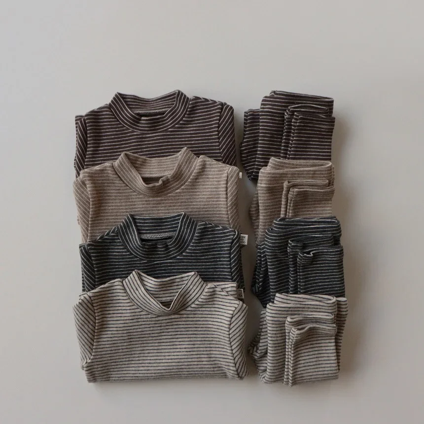 2023 Autumn Winter Infant Boys Loungewear Striped Thick Skinny Pants Suit Turtleneck Long Sleeve Bottoming Tops Kids Sleepwear
2023 Autumn Winter Infant Boys Loungewear Striped Thick Skinny Pants Suit Turtleneck Long Sleeve Bottoming Tops Kids Sleepwear
