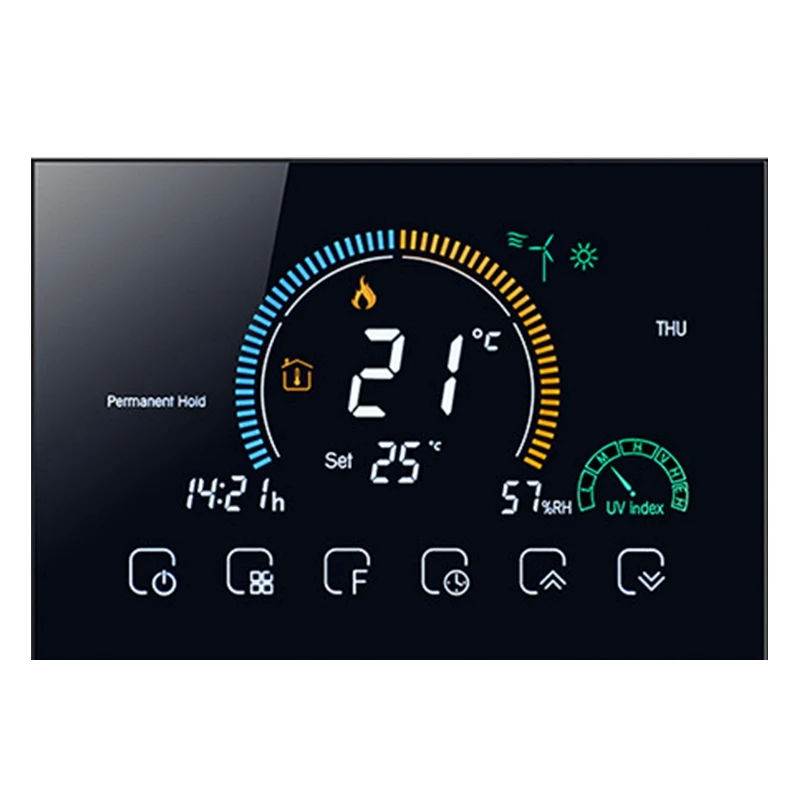 Voice APP Control Smart Programmable Thermostat Electric Heating Celsius/Fahrenheit Switchable Backlight Thermostat
Voice APP Control Smart Programmable Thermostat Electric Heating Celsius/Fahrenheit Switchable Backlight Thermostat