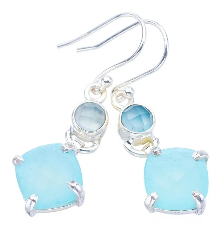 Серьги из халцедона ручной работы StarGems, серебряные серьги 1,5 дюйма F6075
Серьги из халцедона ручной работы StarGems, серебряные серьги 1,5 дюйма F6075
