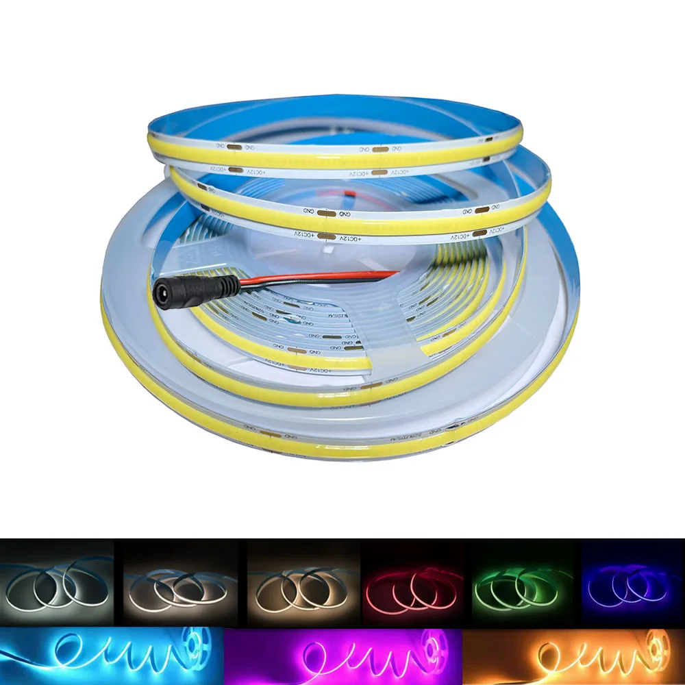 

New COB LED Strip Dimmable Light 8mm 320 Leds DC 12V 24V Flexible Strip Lights Tape Linear Ribbon 3000K 4000K 6000K