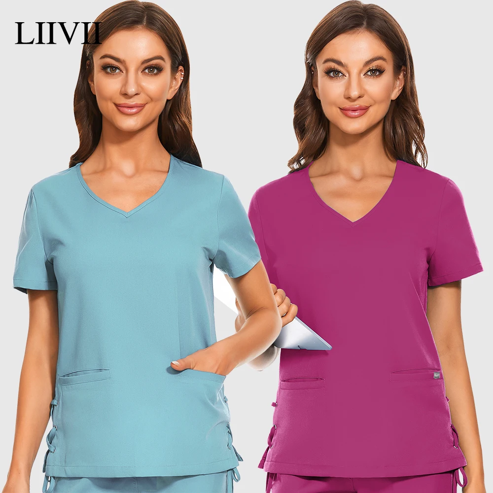 Medical Nurse Uniforms Scrub Tops For Women Hem Cross Lace-up Blouse Lab Working Blouse With Pockets Healthcare Scrubs Shirts
Medical Nurse Uniforms Scrub Tops For Women Hem Cross Lace-up Blouse Lab Working Blouse With Pockets Healthcare Scrubs Shirts