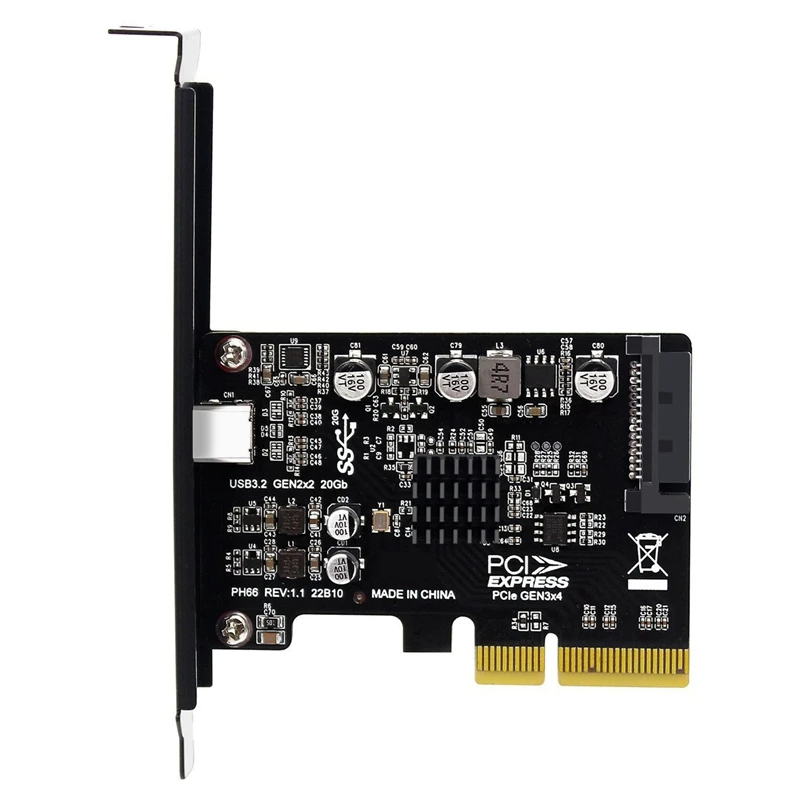 

NEW-PCIE To Type C USB3.2 Expansion Card PCI Express X4 To Type C Gen2x2 Riser Card 20Gbps Drive-Free Expansion Adapter Card