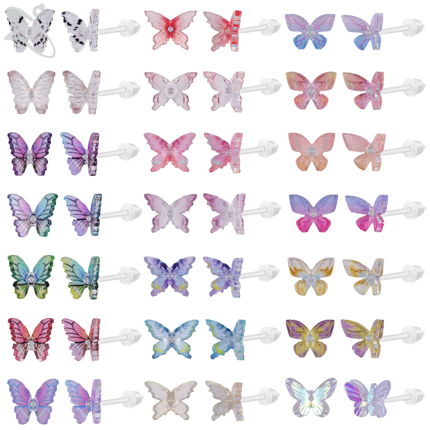 ZS 1 Pair Colorful Butterfly Shape Stud Earring 20G Anti-allergy Acrylic Earrings Cute Ear Cartilage Helix Conch Piercings Gift
ZS 1 Pair Colorful Butterfly Shape Stud Earring 20G Anti-allergy Acrylic Earrings Cute Ear Cartilage Helix Conch Piercings Gift