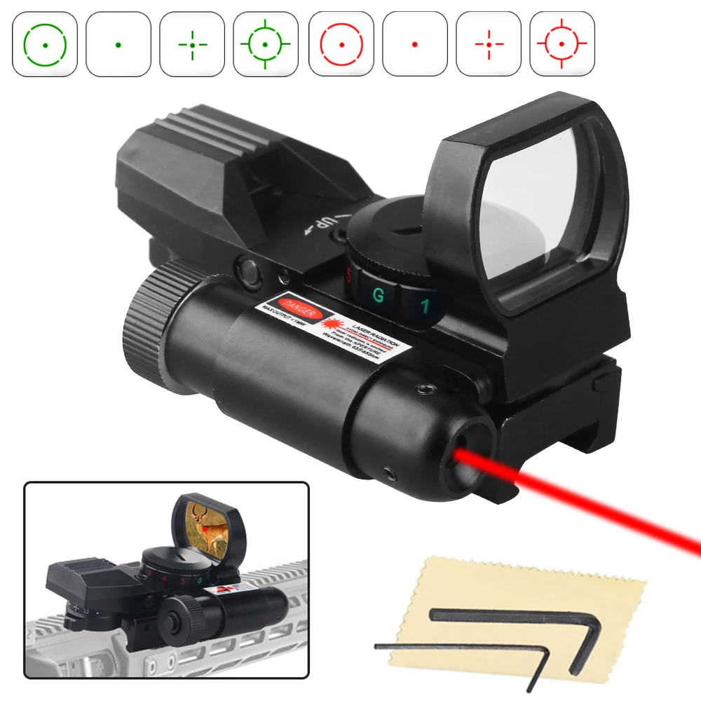 Лазерный прицел Red Dot, охотничий тактический голографический прицел с 4 рефлексами, оптический прицел оружия, аксессуары для страйкбола для рельсового крепления 20 мм
Лазерный прицел Red Dot, охотничий тактический голографический прицел с 4 рефлексами, оптический прицел оружия, аксессуары для страйкбола для рельсового крепления 20 мм
