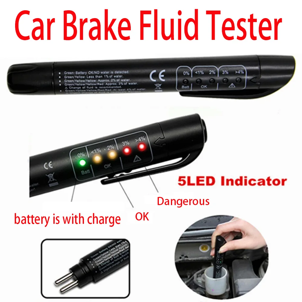 

Auto Car Brake Fluid Tester Car Diagnostic Tool Post Check Car Crake Oil Quality LED Indicator Display Brake Fluid Testing Tools