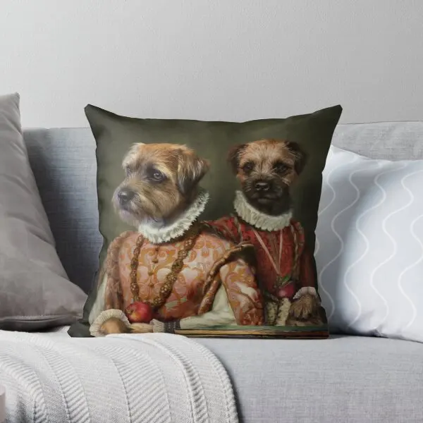 

Border Terrier Dog Portrait Holly And Printing Throw Pillow Cover Fashion Cushion Decor Anime Home Square Pillows not include