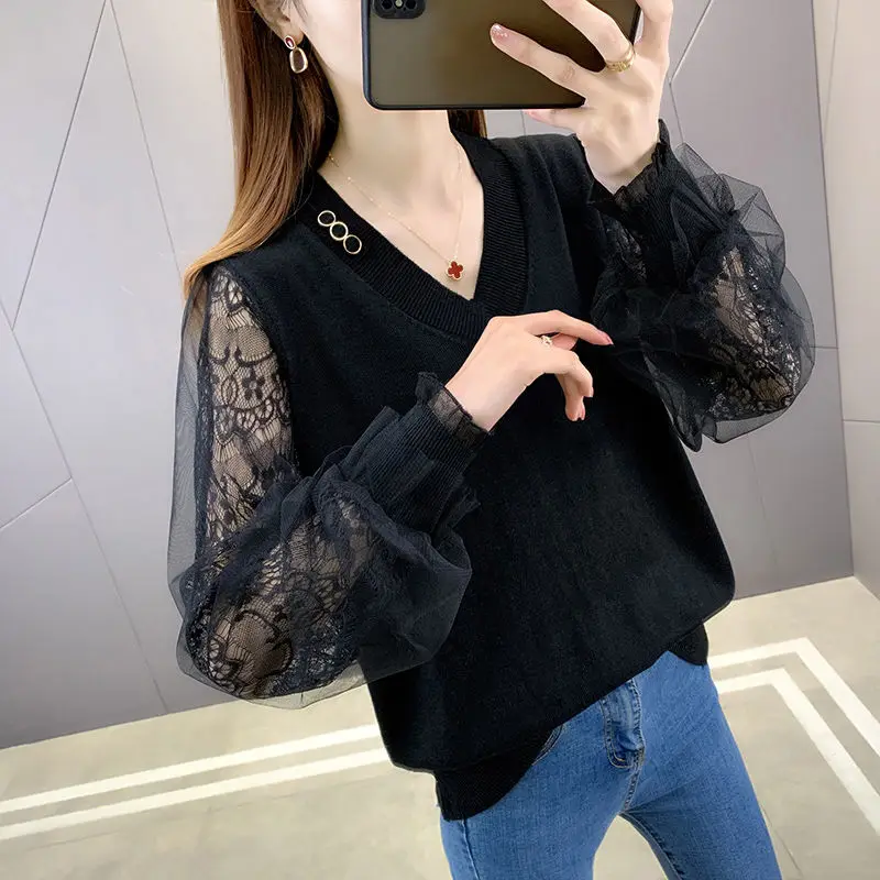 Elegant Fashion V-neck Solid Color Casual Pullovers Summer Autumn 2022 Hollow Long Sleeve Knit Top Lace Pullover Tunic Women's
Elegant Fashion V-neck Solid Color Casual Pullovers Summer Autumn 2022 Hollow Long Sleeve Knit Top Lace Pullover Tunic Women's