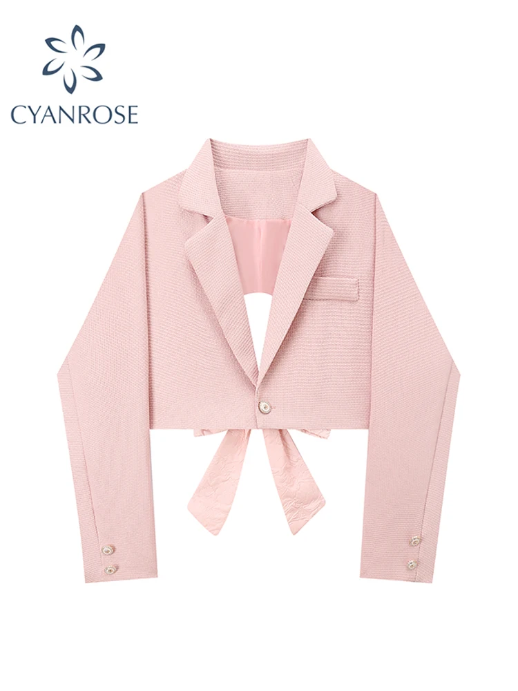 Women's Pink Jacket Female Korean Style Hollow Out Bow Crop Blazer Coat Long Sleeve Outwear Vintage Elegant Fashion Clothes 2023
Women's Pink Jacket Female Korean Style Hollow Out Bow Crop Blazer Coat Long Sleeve Outwear Vintage Elegant Fashion Clothes 2023