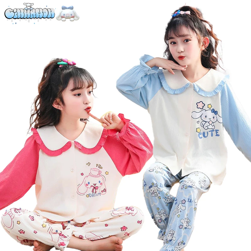 Kawaii Sanrio Детская осенняя Хлопковая пижама аниме Hello Kitty My Melody Cinnamoroll Новая мода для девочек Повседневный домашний пижамный комплект
Kawaii Sanrio Детская осенняя Хлопковая пижама аниме Hello Kitty My Melody Cinnamoroll Новая мода для девочек Повседневный домашний пижамный комплект