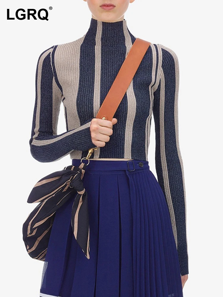 LGRQ Stripe Color Contrast Design Women's Knitted Long Sleeve Pullover 2023 Autumn Winter Fashion Niche Design Sweaters 19F1988
LGRQ Stripe Color Contrast Design Women's Knitted Long Sleeve Pullover 2023 Autumn Winter Fashion Niche Design Sweaters 19F1988