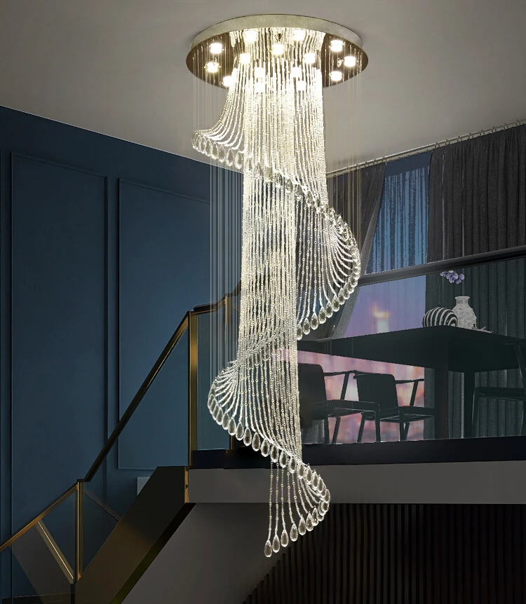 Stair Chandelier Modern Minimalist and Magnificent Villa Hollow Height Loft Rotating Crystal Living Room Duplex Floor Chandelier
Stair Chandelier Modern Minimalist and Magnificent Villa Hollow Height Loft Rotating Crystal Living Room Duplex Floor Chandelier
