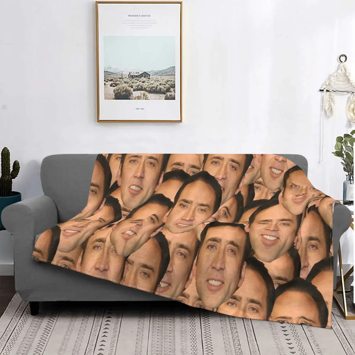 

Funny Nicolas Cage Many Faces Blanket Sofa Cover Velvet All Season Multifunction Super Warm Throw Blankets for Bed Car Quilt