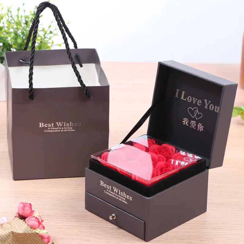 

Top Soap Flower Jewelry Gift Box Rose Box Christmas Present Women's Birthday Party Gift for Mom Girlfriend Gifts