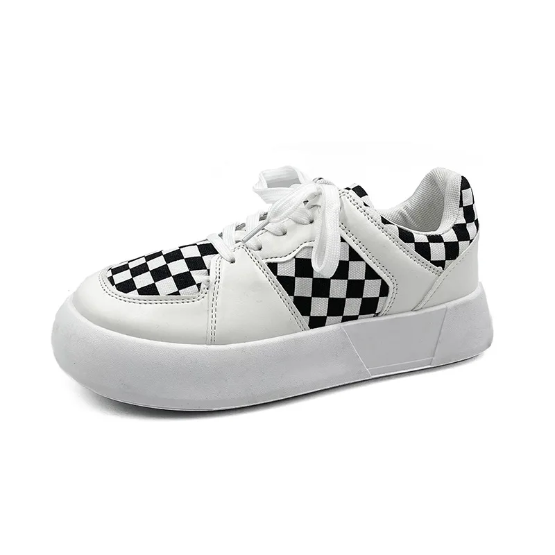 Ladies Vulcanized Shoes Spring and Autumn New Style Plaid Leather Small White Shoes Casual Round Toe Thick Soles Women's Shoes
Ladies Vulcanized Shoes Spring and Autumn New Style Plaid Leather Small White Shoes Casual Round Toe Thick Soles Women's Shoes