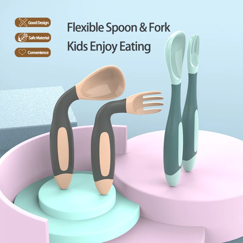 2PCS Silicone Spoon Fork for Baby Utensils Set Auxiliary Food Toddler Learn To Eat Training Bendable Soft Fork Infant Tableware
2PCS Silicone Spoon Fork for Baby Utensils Set Auxiliary Food Toddler Learn To Eat Training Bendable Soft Fork Infant Tableware