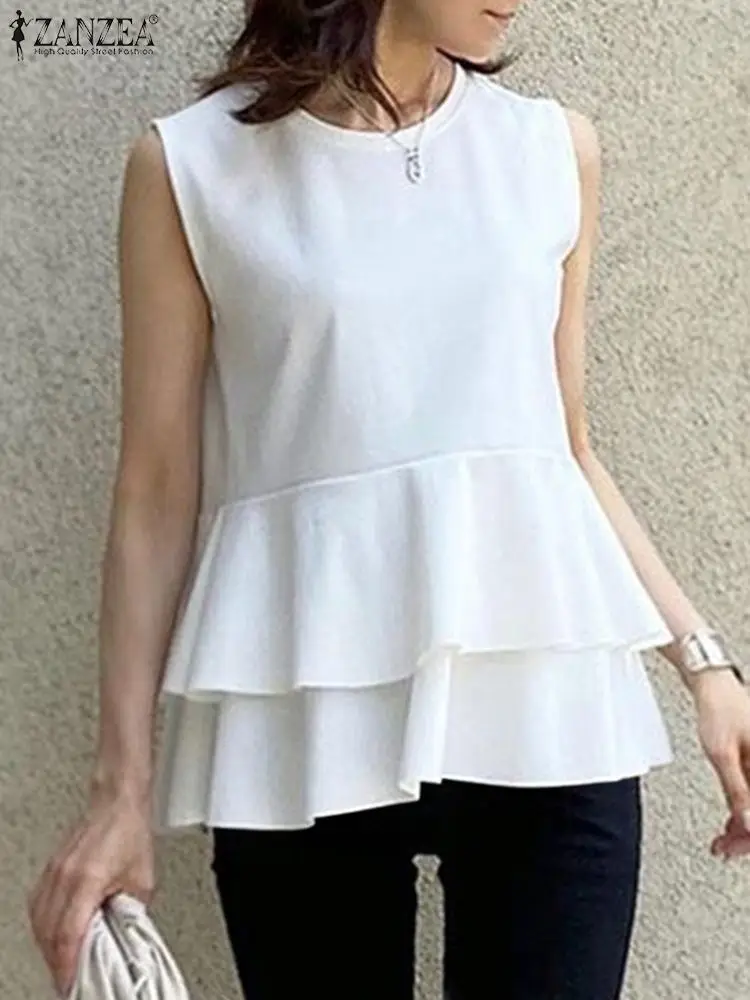 Lady Work Ruffle Shirt Oversized Casual Tank Camisas ZANZEA Elegant Knitted Tunic 2022 Summer Sleeveless Blouse Women White Tops
Lady Work Ruffle Shirt Oversized Casual Tank Camisas ZANZEA Elegant Knitted Tunic 2022 Summer Sleeveless Blouse Women White Tops