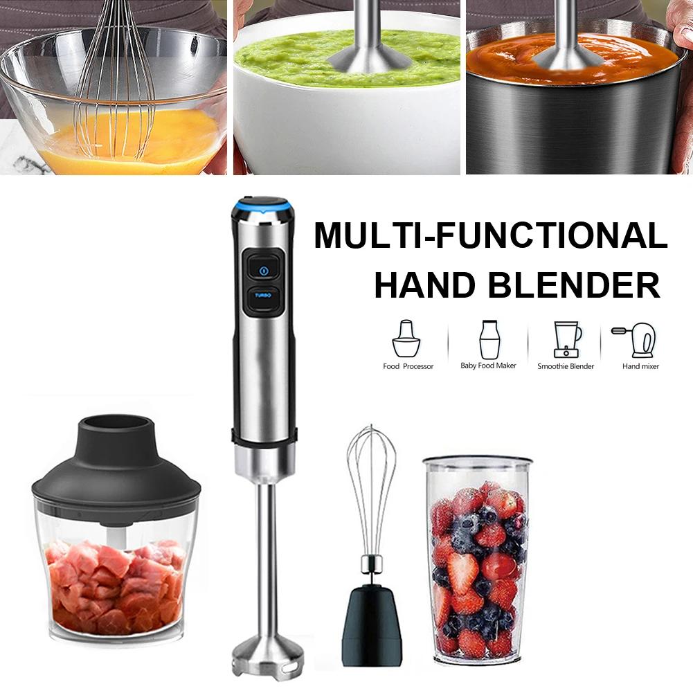 1500W 4 in 1 Electric Stick Hand Commercial Blender Food Processor Blender Mixer Stainless Steel with Whisk Chopper Measure Cup
1500W 4 in 1 Electric Stick Hand Commercial Blender Food Processor Blender Mixer Stainless Steel with Whisk Chopper Measure Cup
