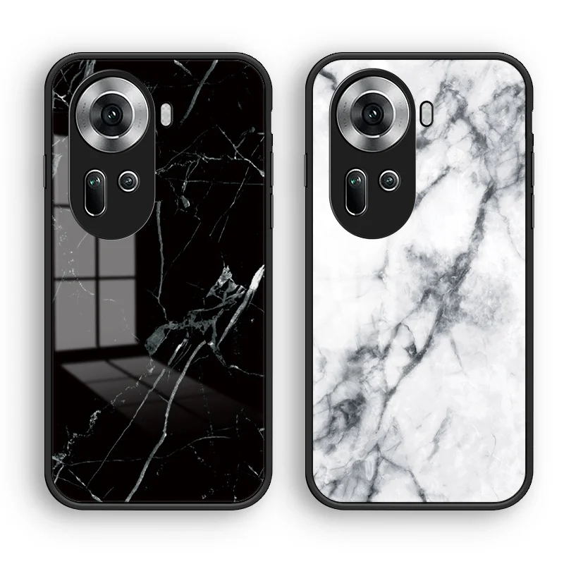 Oppo Reno 11 Reno11 CPH2599 Чехол из закаленного стекла с мраморным зерном задняя крышка