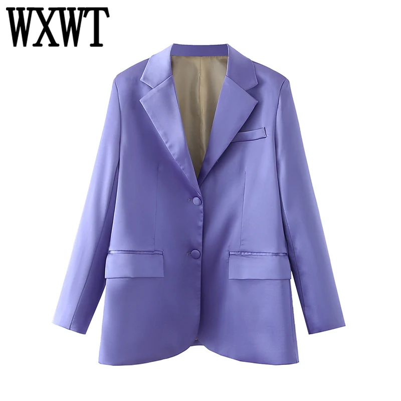 WXWT Spring Women Glossy Blazer 2022 Long Sleeve Pockets Outerwear Female Solid Single Breasted Tops DT28056
WXWT Spring Women Glossy Blazer 2022 Long Sleeve Pockets Outerwear Female Solid Single Breasted Tops DT28056