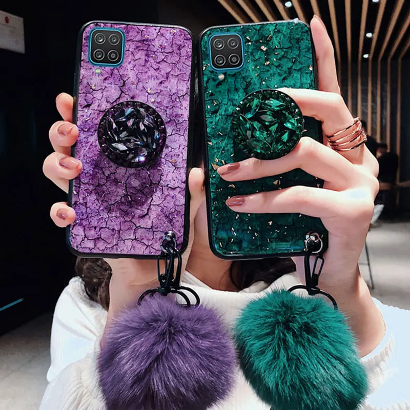 Luxury Crystal Holder Stand+Fur ball+Strap Phone Case For Samsung Galaxy A12 M12 Glitter Case A22 A32 A52 S A12 M12 Fundas Cover
Luxury Crystal Holder Stand+Fur ball+Strap Phone Case For Samsung Galaxy A12 M12 Glitter Case A22 A32 A52 S A12 M12 Fundas Cover