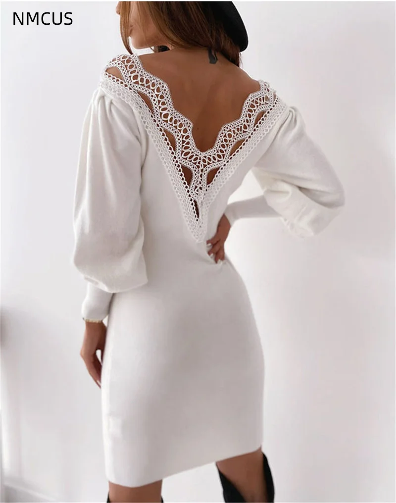 NMCUS 2023 New Women Spring Autumn Black White Solid Color Sexy Open Back Hollow Lace V-Neck Waist Knitted Pencil Dress CS1228
NMCUS 2023 New Women Spring Autumn Black White Solid Color Sexy Open Back Hollow Lace V-Neck Waist Knitted Pencil Dress CS1228