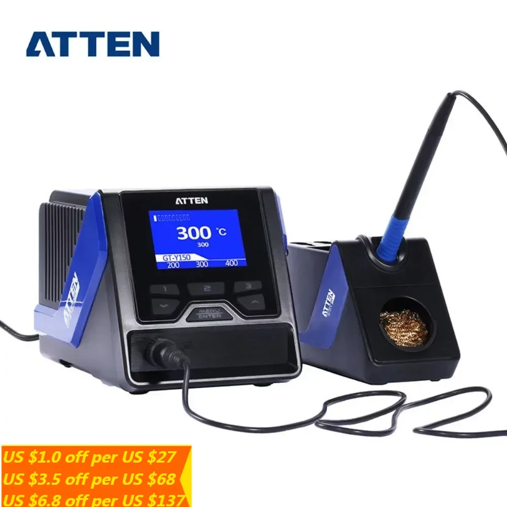 ATTEN GT-6150 110V/220V soldering station 150W Single Channel soldering iron intelligent lead-free Auto-sleep SMD Rework Station
ATTEN GT-6150 110V/220V soldering station 150W Single Channel soldering iron intelligent lead-free Auto-sleep SMD Rework Station