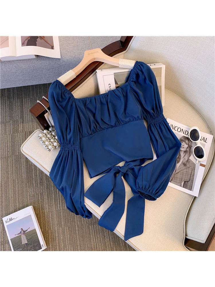 Women's Blue Square Collar Blouse Shirt Long Sleeve Tops Korean 90s Fashion Y2k Kawaii Bow Shirt Ladies Vintage Clothes Autumn
Women's Blue Square Collar Blouse Shirt Long Sleeve Tops Korean 90s Fashion Y2k Kawaii Bow Shirt Ladies Vintage Clothes Autumn