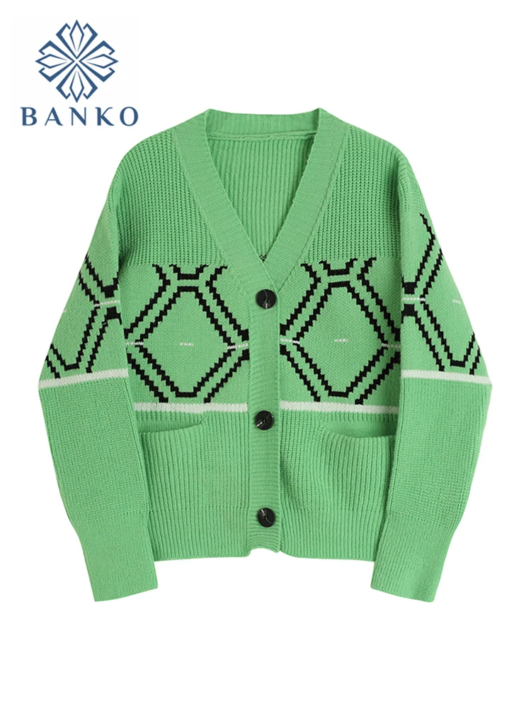 Korean Fashion Cardigan Women's Knitwear New Autumn 2021 Vintage Fashion Rhombus Plaid Long Sleeve Casual Female Knitted Sweater
Korean Fashion Cardigan Women's Knitwear New Autumn 2021 Vintage Fashion Rhombus Plaid Long Sleeve Casual Female Knitted Sweater