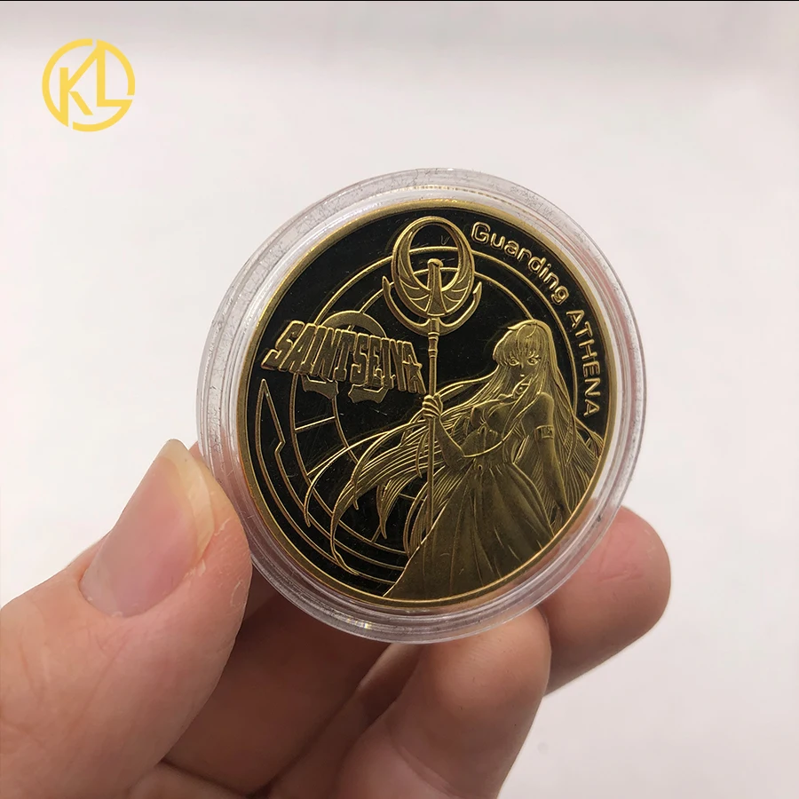 

12+5 Designs Saint Seiya Gold Saints Gold Plated Coin Collectibles Japanese Challenge Anime Coin with 5 designs for selection