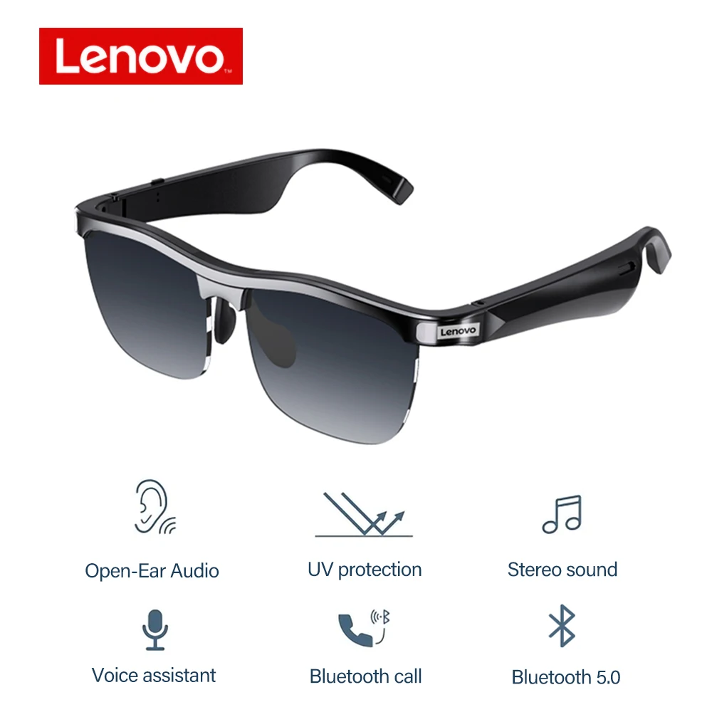 

For Lenovo MG10 Smart Music Sunglasses Earphone Wireless Bluetooth HIFI Sound Headphone Driving Glasses Hands-free Call with Mic