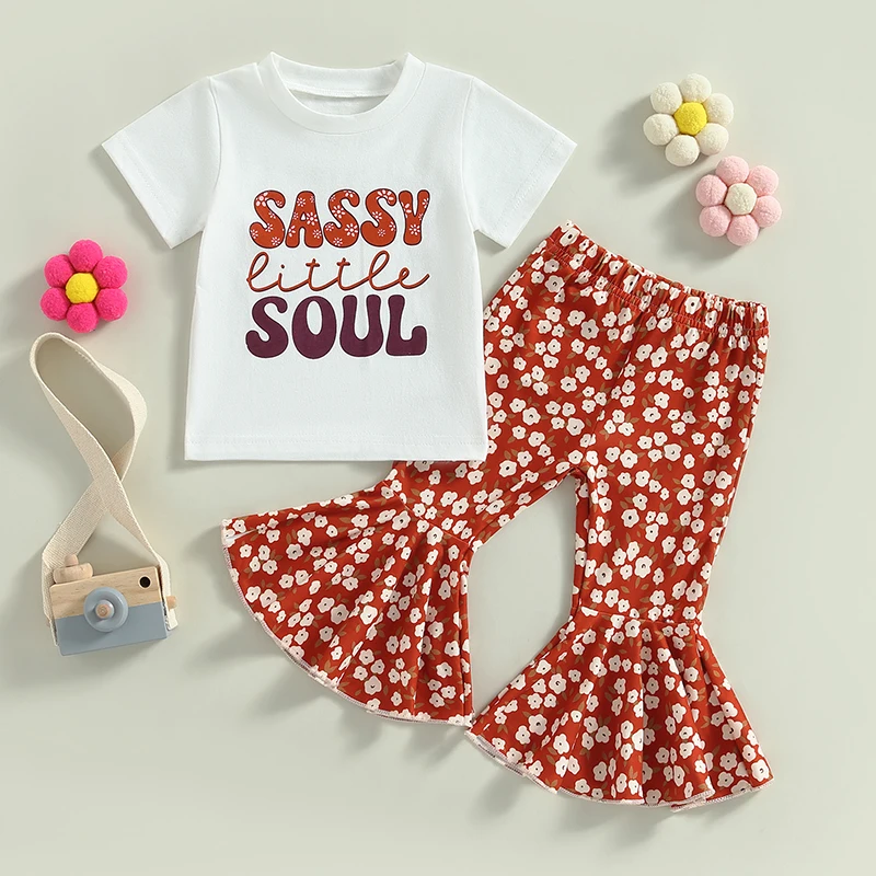 Kids Girls Clothes Set Letter Print Short Sleeve Crew Neck T-Shirts and Floral Print Elastic Waist Flare Pants 2Pcs Set
Kids Girls Clothes Set Letter Print Short Sleeve Crew Neck T-Shirts and Floral Print Elastic Waist Flare Pants 2Pcs Set