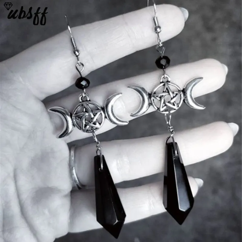 Pair of Triple Moon Glass Crystal Drop Earrings Black Crystal Earrings Occult Pagan Wicca,Wiccan Triple Moon Goddess Pendant
Pair of Triple Moon Glass Crystal Drop Earrings Black Crystal Earrings Occult Pagan Wicca,Wiccan Triple Moon Goddess Pendant