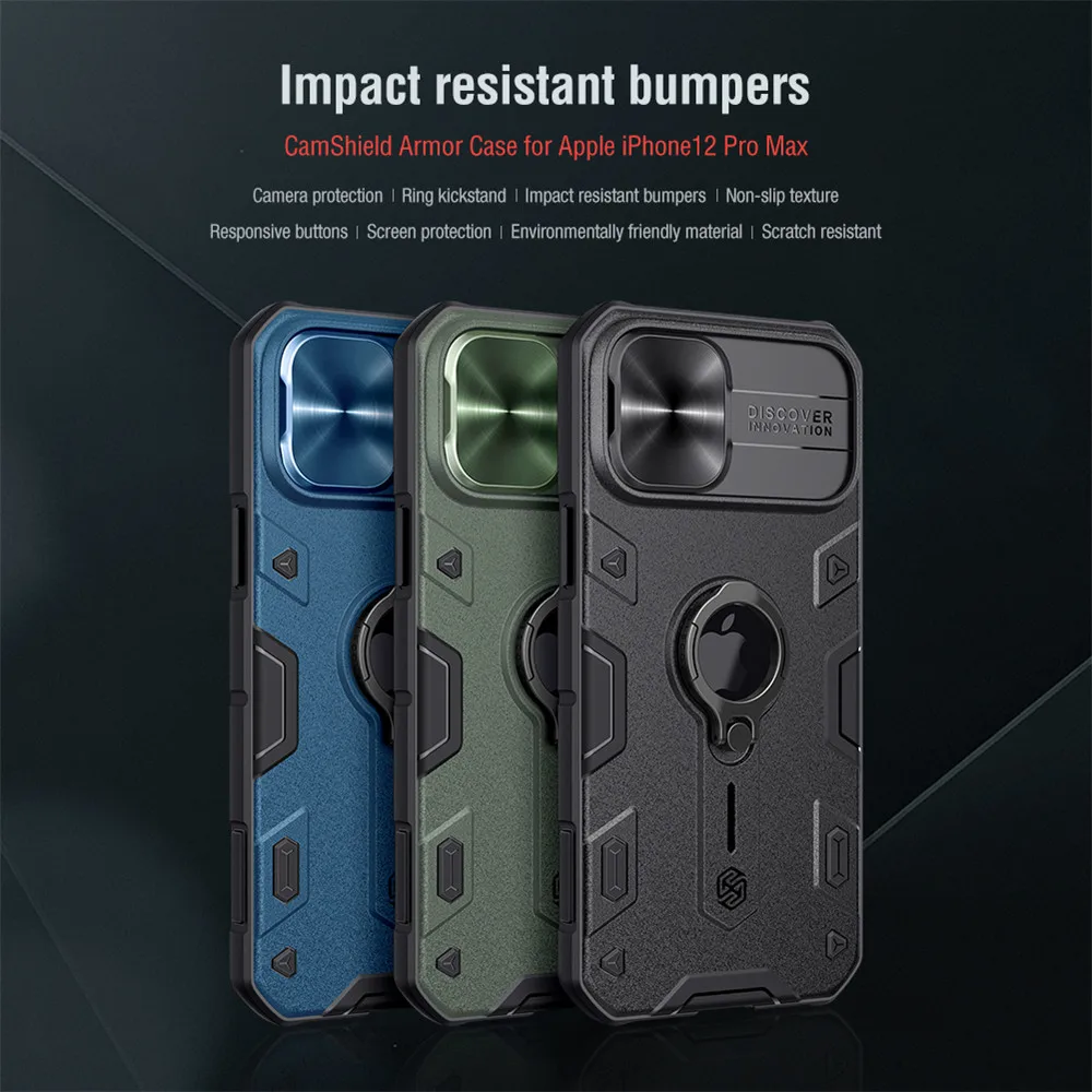 For iPhone 12 Pro Max NILLKIN CamShield Armor Case Camera Protection Slide Cover with Ring Holder Kickstand
For iPhone 12 Pro Max NILLKIN CamShield Armor Case Camera Protection Slide Cover with Ring Holder Kickstand