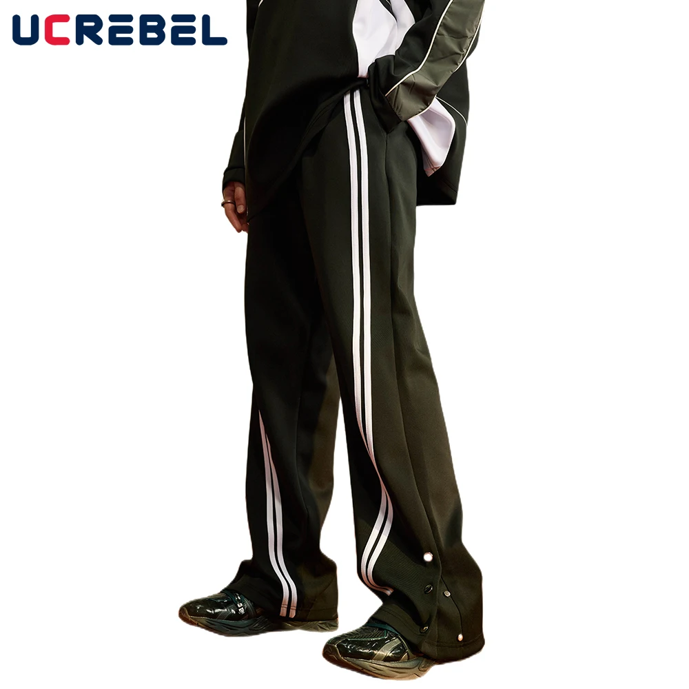 Striped Spliced Loose Trousers Mens Drawstring Elastic Waist Rivet Wide Leg Pants Autumn Winter Casual Pants Men
Striped Spliced Loose Trousers Mens Drawstring Elastic Waist Rivet Wide Leg Pants Autumn Winter Casual Pants Men