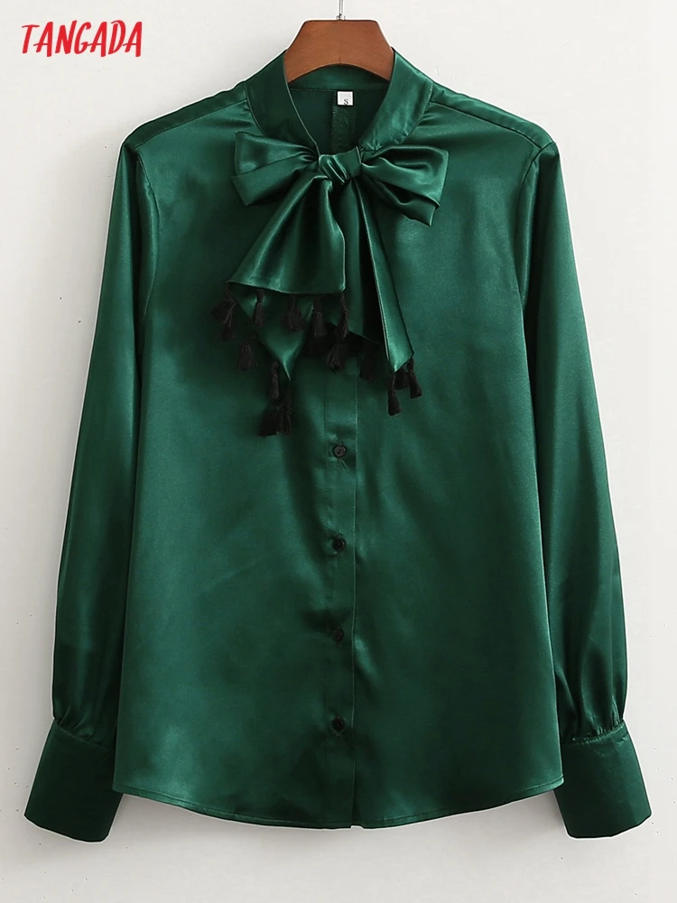 Tangada 2021 Autumn Women Green Satin Bow Neck Shirt Blouse Long Sleeve Chic Female Office Lady Tops 1D423
Tangada 2021 Autumn Women Green Satin Bow Neck Shirt Blouse Long Sleeve Chic Female Office Lady Tops 1D423