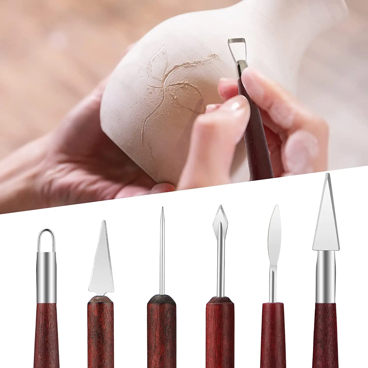Clay Carving Tool Pottery Sculpting Diy Double-Sided Polymer Clay Modeling Craft Set Ceramic Sculpture Shaping Kit Supplie Tools
Clay Carving Tool Pottery Sculpting Diy Double-Sided Polymer Clay Modeling Craft Set Ceramic Sculpture Shaping Kit Supplie Tools