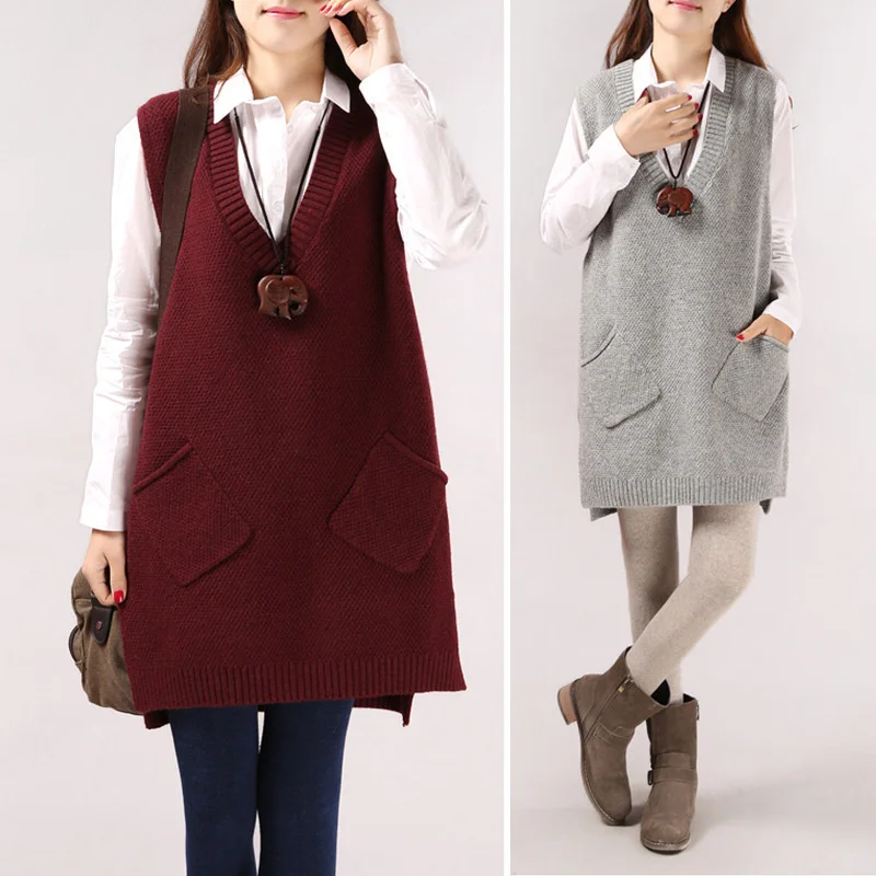 2022 Women New Sweater Spring Autumn Exquisite Korean Women's V-neck Knit Long A-shaped Pocket Vest Pullover Sleeveless
2022 Women New Sweater Spring Autumn Exquisite Korean Women's V-neck Knit Long A-shaped Pocket Vest Pullover Sleeveless