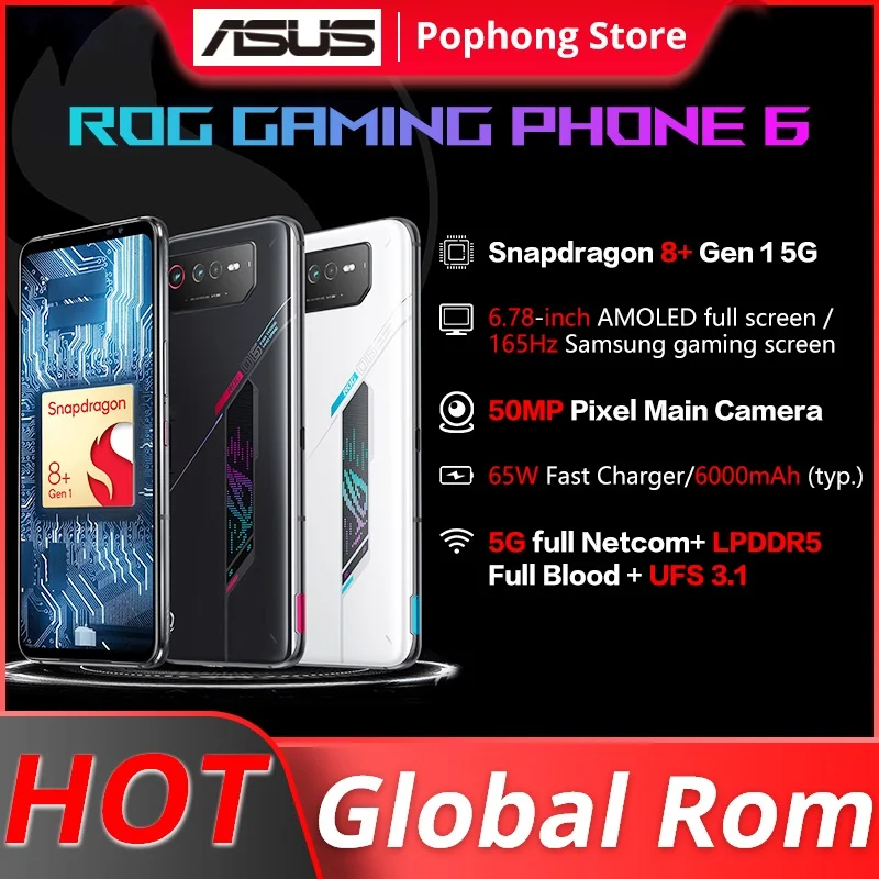 Global ROM ASUS ROG Phone 6 Gaming MobilePhone 6.78 inch 165Hz AMOLED Snapdragon 8+ Gen 1 OctaCore 65W FastCharge Android 12 NFC
Global ROM ASUS ROG Phone 6 Gaming MobilePhone 6.78 inch 165Hz AMOLED Snapdragon 8+ Gen 1 OctaCore 65W FastCharge Android 12 NFC